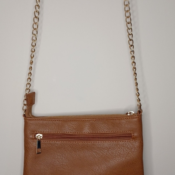K-Studio Tan Leather Purse w/ Gold Chain  Strap - Picture 2 of 6